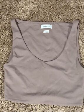 Babaton Tan/Dusty Mauve Scoop Neck Crop Tank